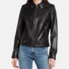 Womens Black Nappa Leather Biker Jacket