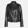 Womens Black Nappa Leather Biker Jacket