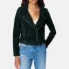 Luxury Clothing Cropped Suede Motorcycle Leather Jacket