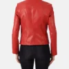 Red Leather Lambskin Moto Bomber Biker Jacket 3