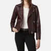 Stylish Brown Vinatge Leather Biker Jacket With Notch Collar