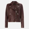 Stylish Brown Vinatge Leather Biker Jacket With Notch Collar