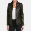 Cole Haan Women Leather Wing Collared Jacket