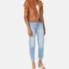 The Drop Women Heather Leather Moto Jacket