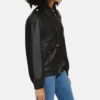 Women Black Leather Bomber Jacket