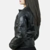 Women Luxurious Black Puffer Leather Jacket