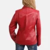 Women Nicole Red Classic Fitted Zip Up Biker Leather Jacket