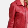 Women Nicole Red Classic Fitted Zip Up Biker Leather Jacket