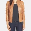 Women Stylish Motorcycle Lambskin Bomber Leather Jacket