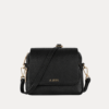 AJEES Black Textured Sling Crossbody Bag for Women – Genuine Leather Adjustable Strap Purse
