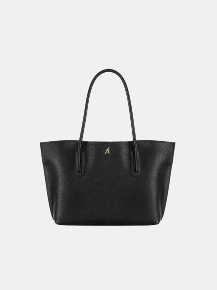 LUMA Women's Black Textured Tote Bag – Spacious Handbag with Dual Handles