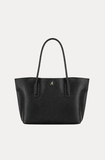 LUMA Women's Black Textured Tote Bag – Spacious Handbag with Dual Handles