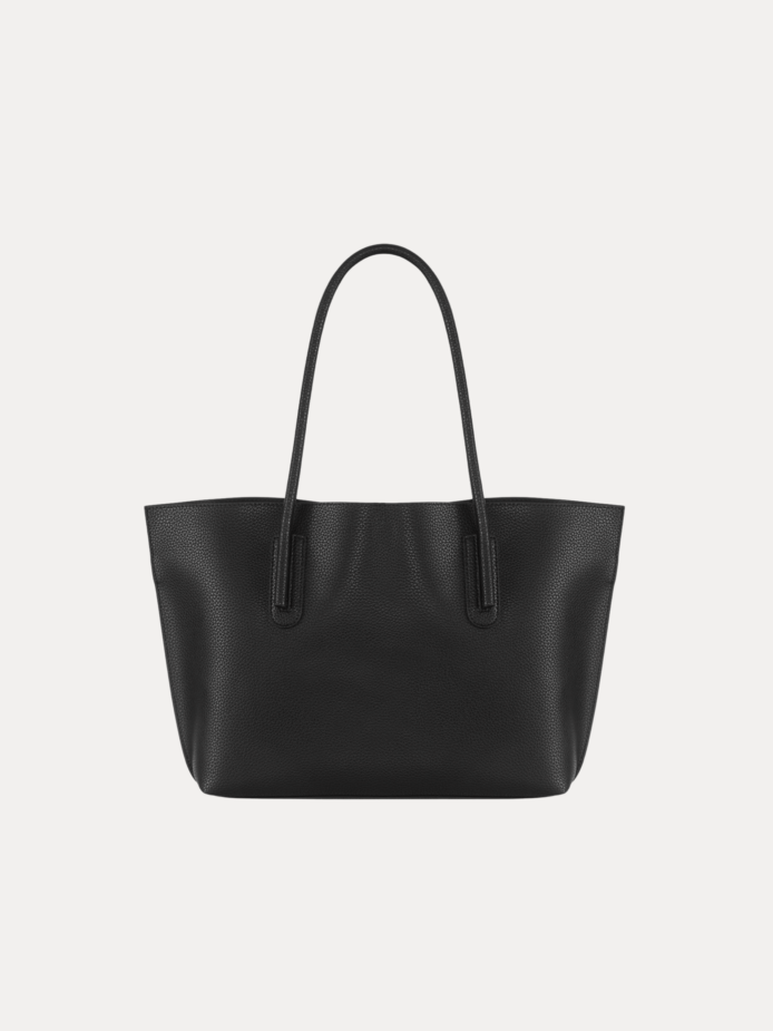 LUMA Women's Black Textured Tote Bag – Spacious Handbag with Dual Handles