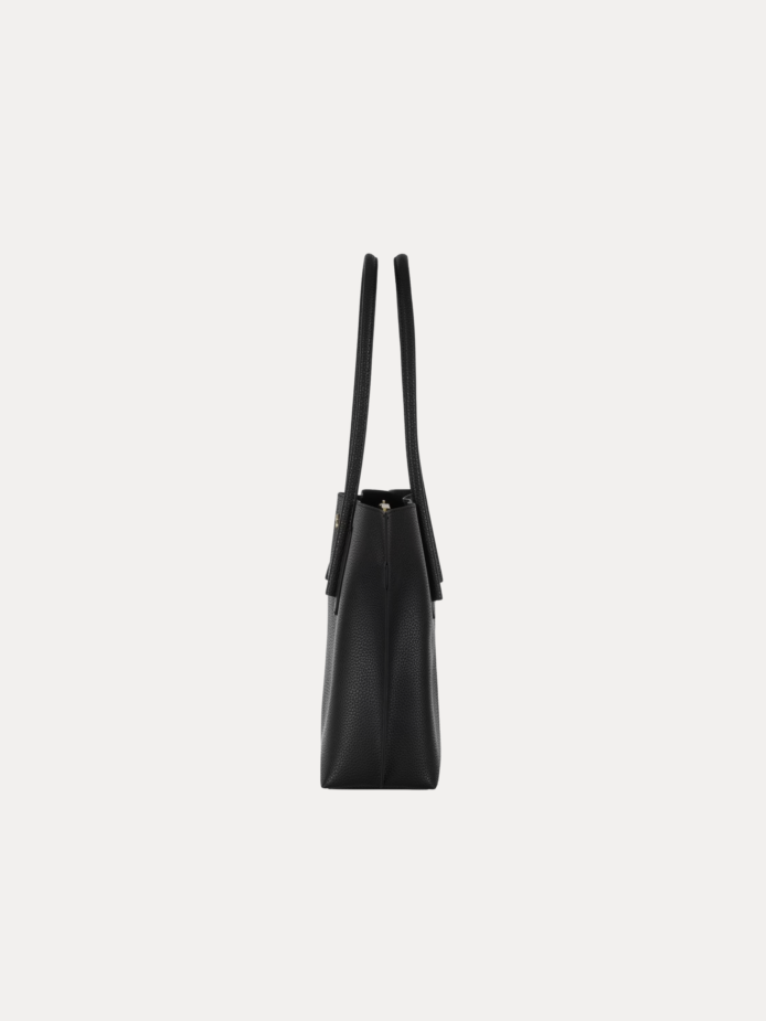 LUMA Women's Black Textured Tote Bag – Spacious Handbag with Dual Handles
