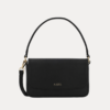 AJEES Black Handbag with Adjustable Crossbody Strap and Flap Closure