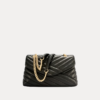 Black Quilted Leather Chain Women Bag with Gold Chain Strap
