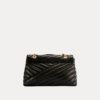 Black Quilted Leather Chain Women Bag with Gold Chain Strap