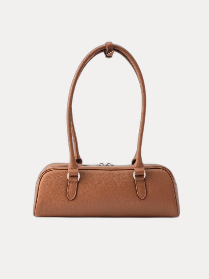 AJEES Orra Tan Leather Shoulder Bag for Women - Front View AJEES Orra Black Leather Shoulder Bag for Women - Front View