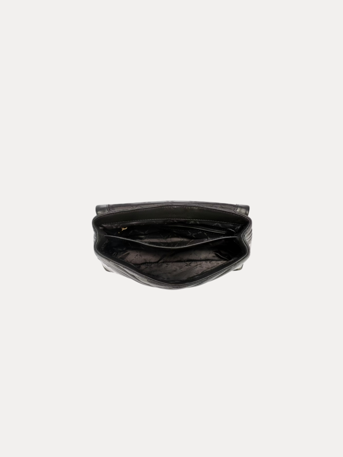 Black Quilted Leather Chain Women Bag with Gold Chain Strap