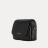 AJEES Black Textured Sling Crossbody Bag for Women – Genuine Leather Adjustable Strap Purse