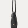 AJEES premium black leather tote bag for women with luxury shoulder strap design on white background