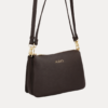"AJEES Black Leather Crossbody Sling Bag for Women – Adjustable Strap, Gold Hardware, Zipper Closure Handbag"