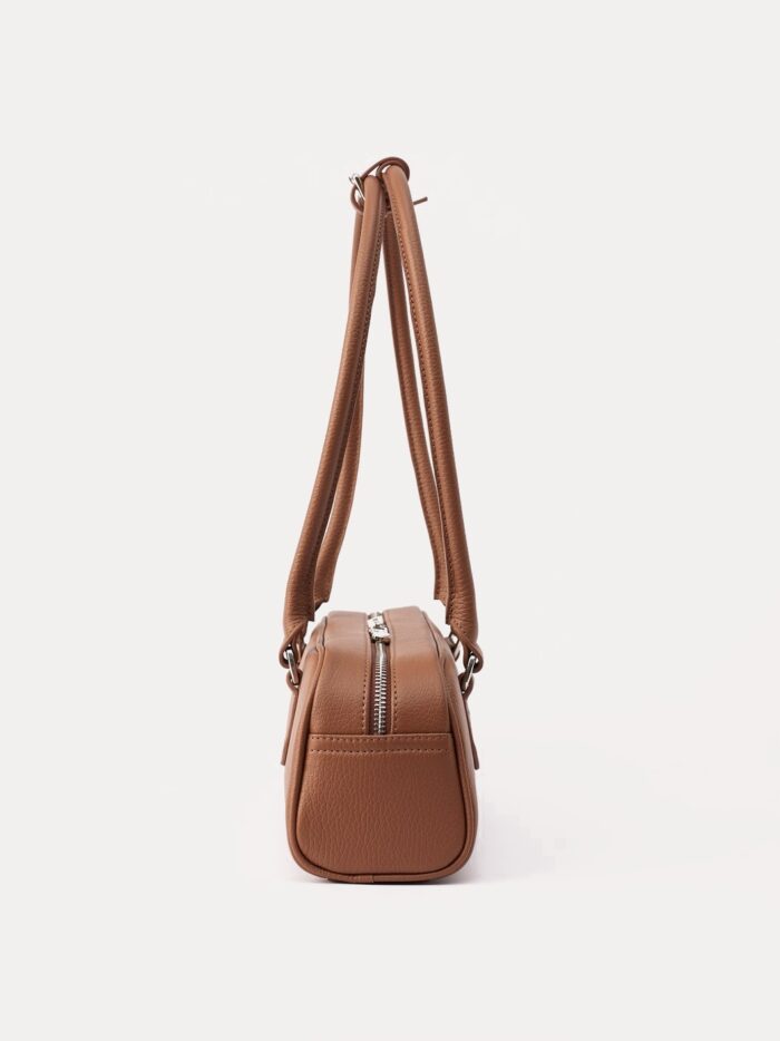 Premium brown leather shoulder bag for women elegant design