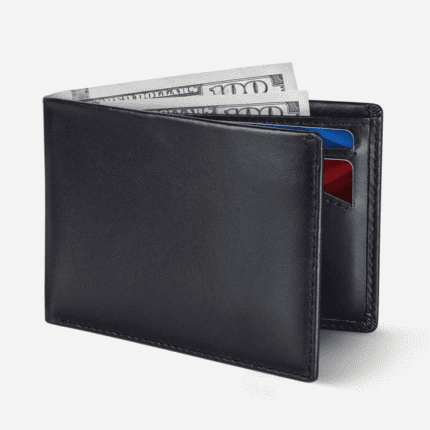 Classic Black Genuine Leather Bifold Wallet for Men