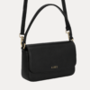 AJEES Black Handbag with Adjustable Crossbody Strap and Flap Closure