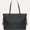 AJEES premium black leather tote bag for women with luxury shoulder strap design on white background