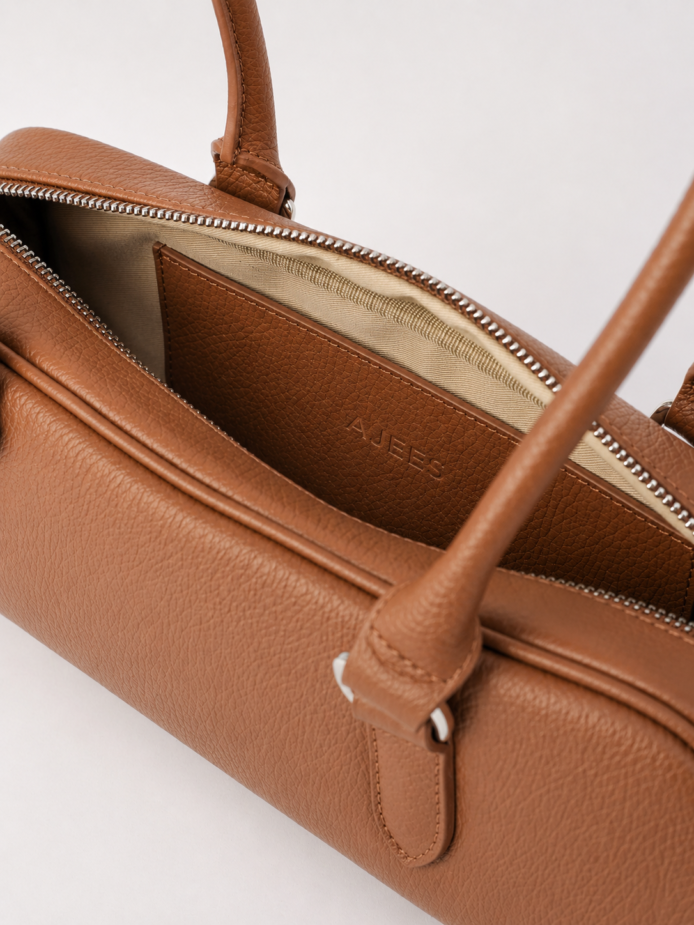 AJEES Orra Tan Leather Shoulder Bag for Women - Front View AJEES Orra Black Leather Shoulder Bag for Women - Front View