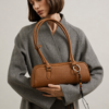 AJEES Orra Tan Leather Shoulder Bag for Women - Front View AJEES Orra Black Leather Shoulder Bag for Women - Front View