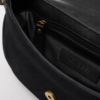 AJEES black velvet shoulder bag with leather strap and gold-tone hardware