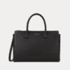 AJEES brown leather tote bag for women with detachable shoulder strap