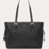 AJEES premium black leather tote bag for women with luxury shoulder strap design on white background