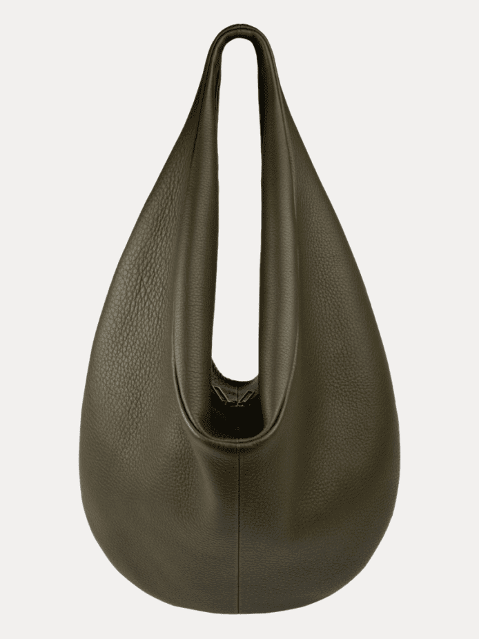 Premium Olive Green Genuine Leather Hobo Shoulder Bag for Women by AJEES