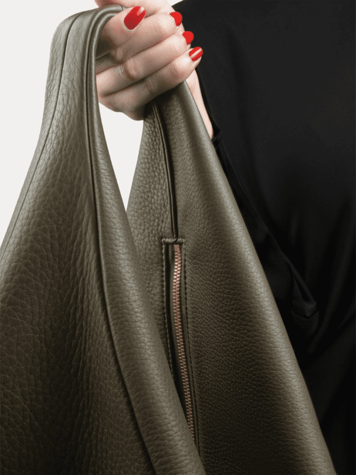 Premium Olive Green Genuine Leather Hobo Shoulder Bag for Women by AJEES