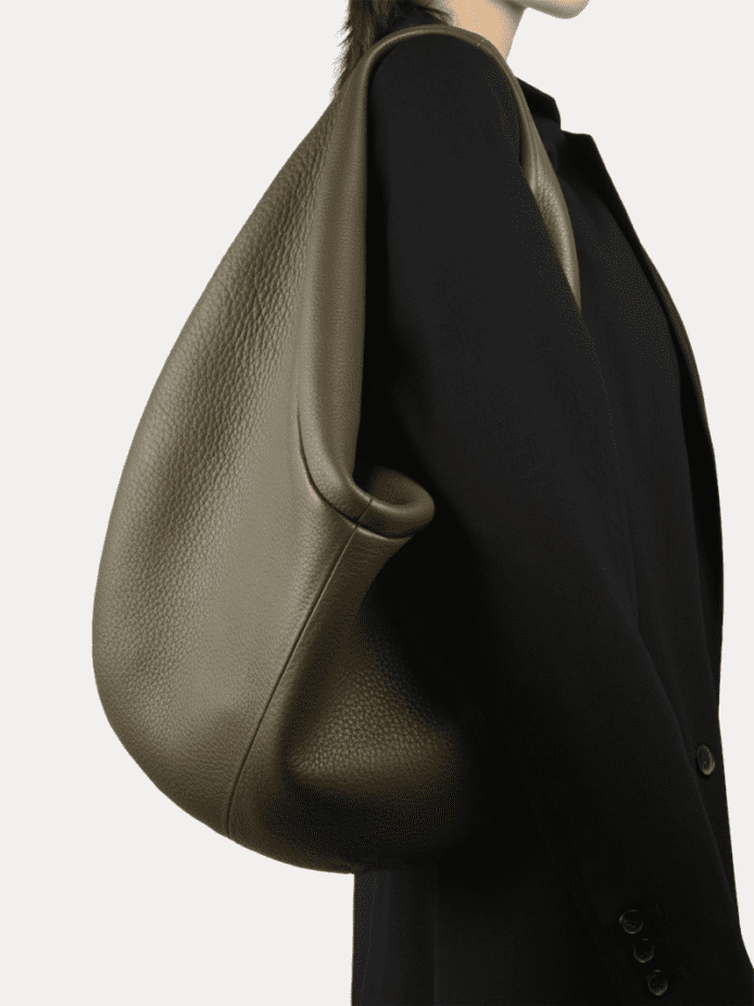 Premium Olive Green Genuine Leather Hobo Shoulder Bag for Women by AJEES