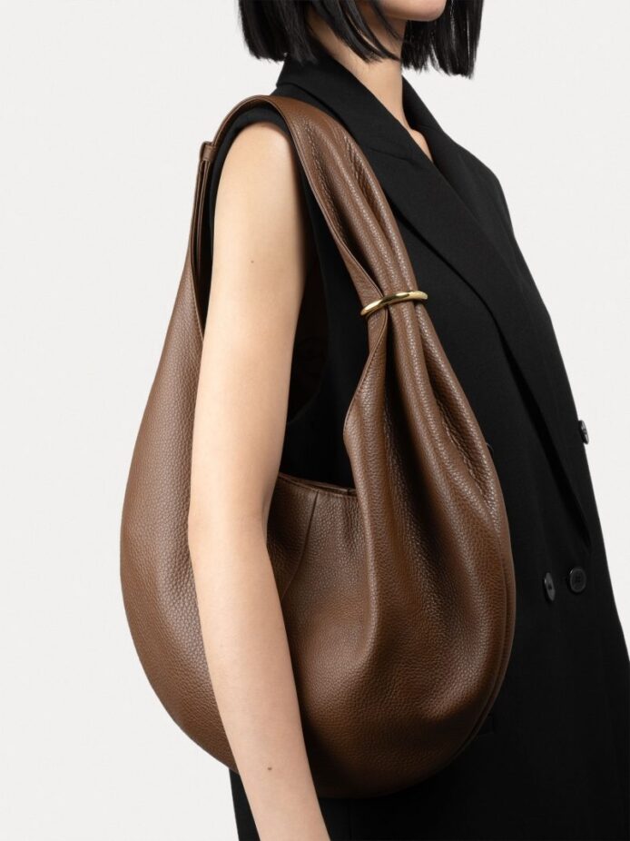 Brown Genuine Leather Hobo Shoulder Bag