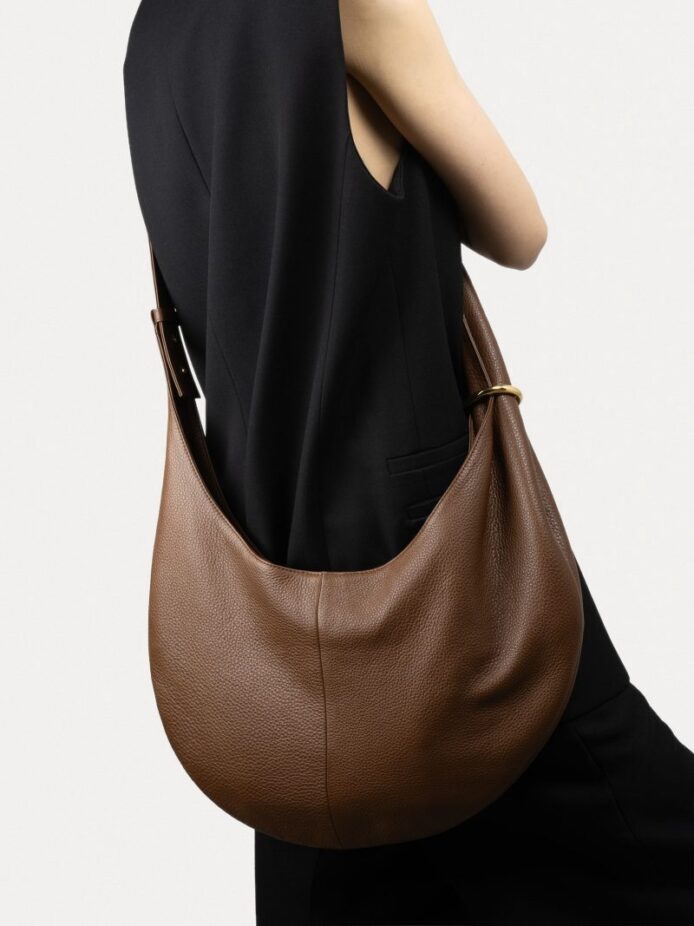 Brown Genuine Leather Hobo Shoulder Bag