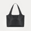 AJEES luxury black leather tote bag for women with gold hardware and adjustable shoulder strap