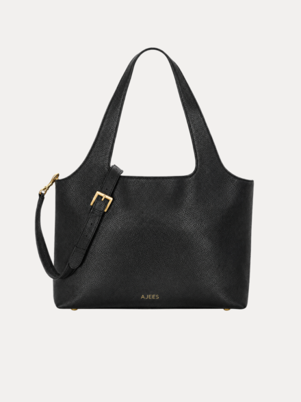 SLEEK Women's Black Shoulder Hobo Bag – Adjustable Crossbody Strap with Gold Buckle