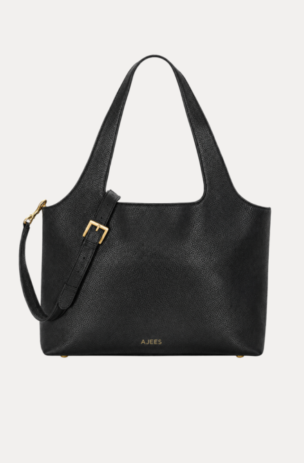 SLEEK Women's Black Shoulder Hobo Bag – Adjustable Crossbody Strap with Gold Buckle
