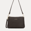 "AJEES Black Leather Crossbody Sling Bag for Women – Adjustable Strap, Gold Hardware, Zipper Closure Handbag"