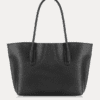 AJEES Black Leather Tote Bag for Women with Premium Pebbled Leather Texture and Shoulder Straps