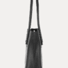 AJEES Black Leather Tote Bag for Women with Premium Pebbled Leather Texture and Shoulder Straps