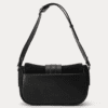 AJEES black velvet shoulder bag with leather strap and gold-tone hardware