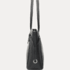 AJEES black leather tote bag for women with gold hardware, spacious shoulder handbag for office, travel, shopping, and everyday use.