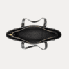 AJEES black leather tote bag for women with gold hardware, spacious shoulder handbag for office, travel, shopping, and everyday use.