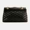 AJEES Black Quilted Chain Shoulder Bag with Gold Chain Strap and Luxury Padded Design